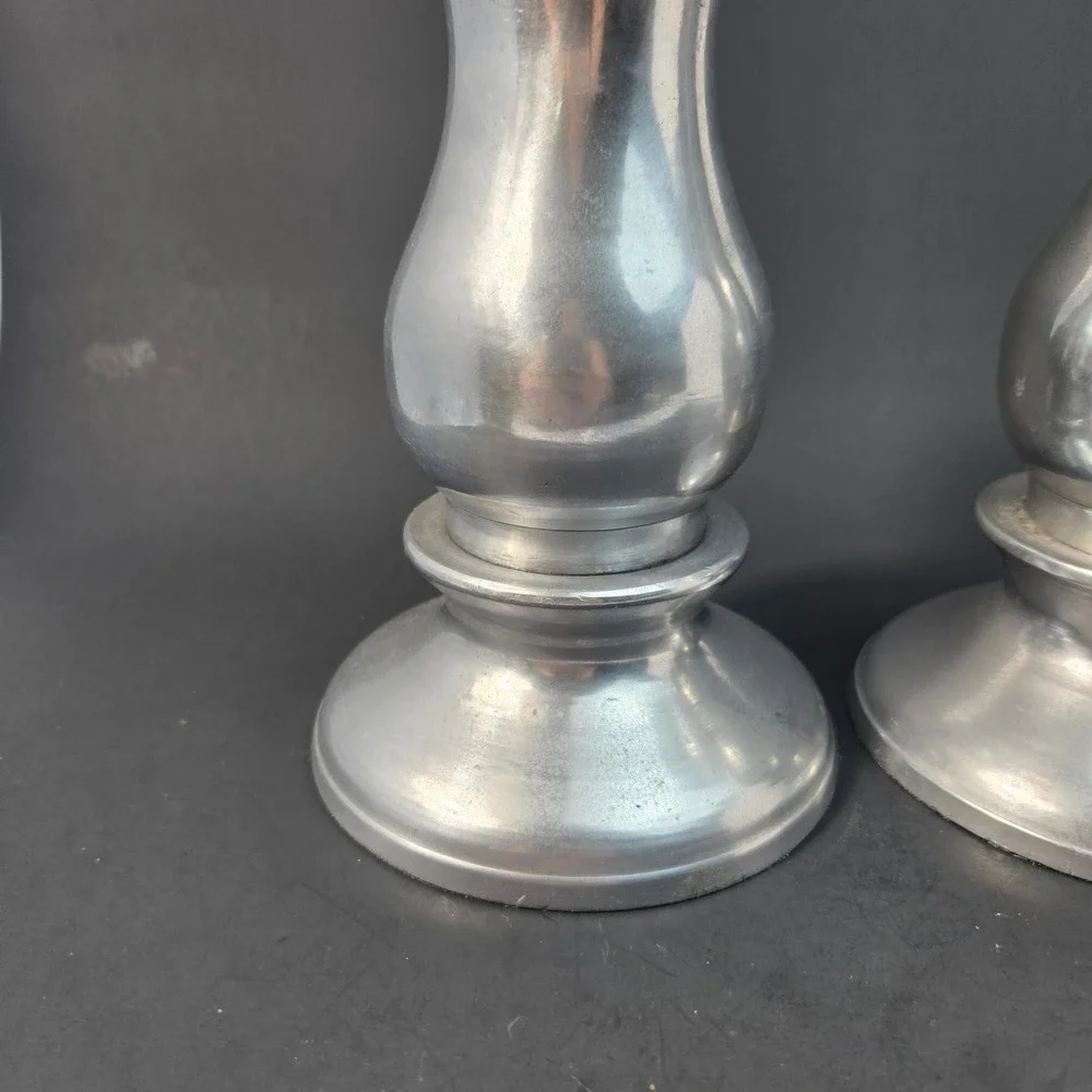 Vintage Silver Metal Candlestick Holders Set of 2 Baluster Pillar Taper India